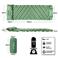 Outdoor Sleeping Pad Camping Inflatable Mattress with Pillows - Travel Mat | Folding Bed | Ultralight Air Cushion For Hiking & Trekking