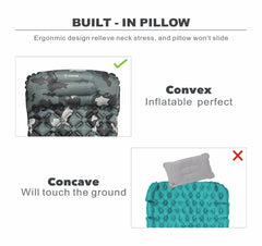 Outdoor Sleeping Pad Camping Inflatable Mattress with Pillows - Travel Mat | Folding Bed | Ultralight Air Cushion For Hiking & Trekking