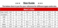 Bamboo Fiber Socks Size Chart