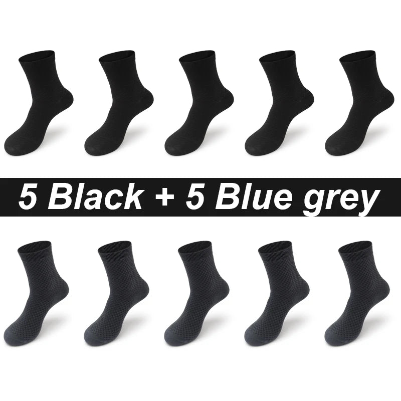 Bamboo Fiber Socks 5 Pairs Black 5 Pairs Grey