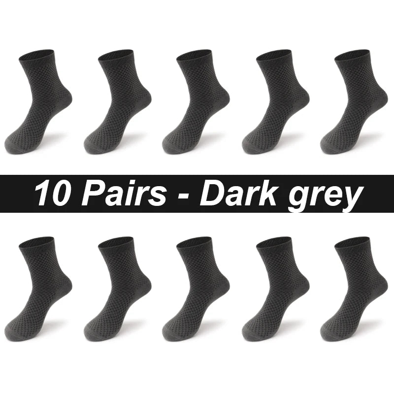 Bamboo Fiber Socks 10 Pairs Dark Grey