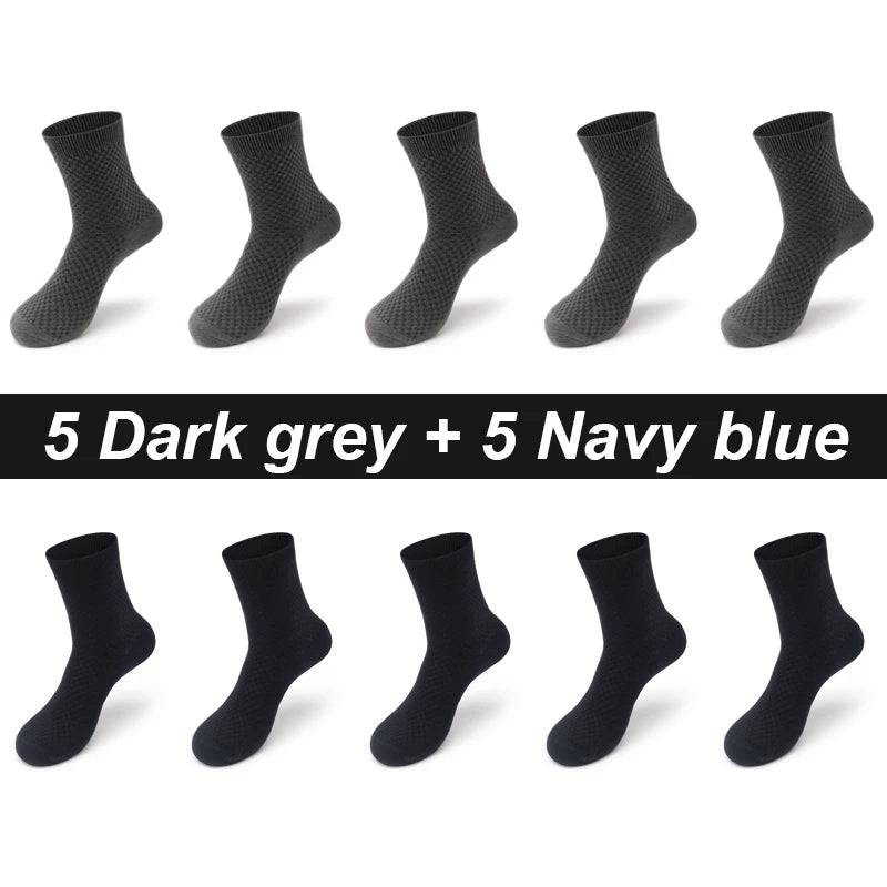 Bamboo Fiber Socks 5 Pairs Dark Grey 5 Pairs Navy Blue