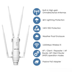 Wavlink AC1200/600/300 High Power Outdoor WIFI Router/AP | Wireless WIFI Repeater | Wifi Dual Band 2.4G/5G High Gain Antenna