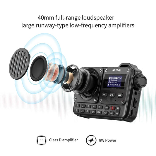 Super-Portable Bluetooth Speaker with FM Radio | LCD Screen Display | Antenna | AUX Input | USB Disk | TF Card | MP3 Player
